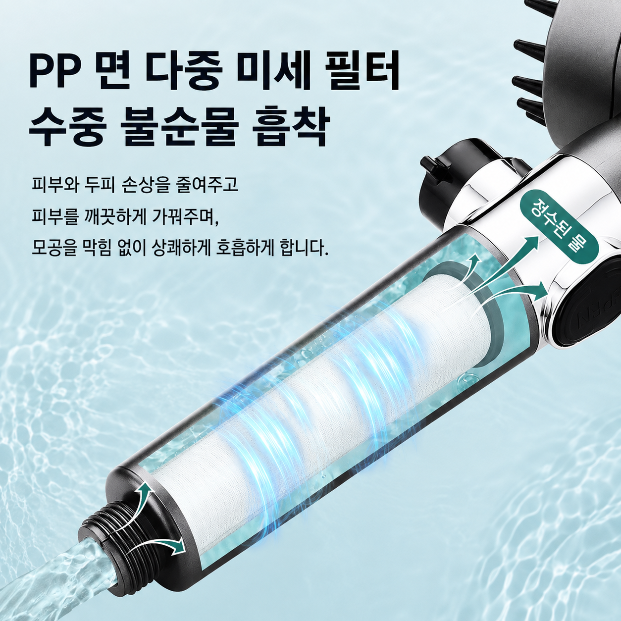 솜니올 파워수압 필터 샤워기 본품 + 필터 5개입